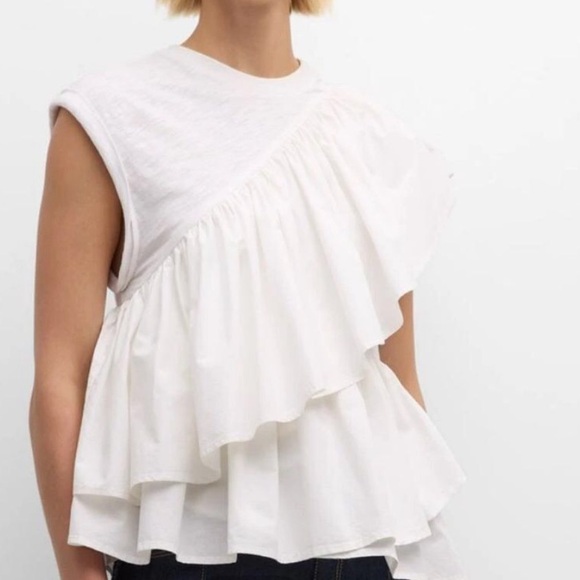 5 a 7 cinq a sept White Ruffled Women's Top Size S - Picture 5 of 13